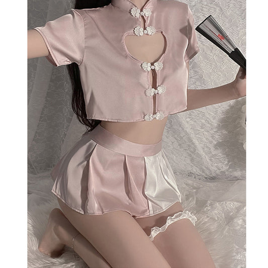 【即納】オープンハートチャイナ服セットアップ hb-109 /サテン ベビーピンク かわいい コスプレ